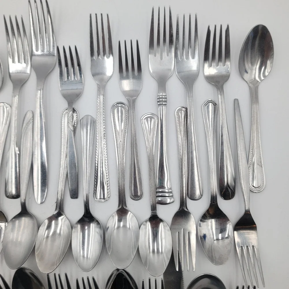57pc Mixed Mismatched Stainless Steel Flatware Lot Assorted Patterns